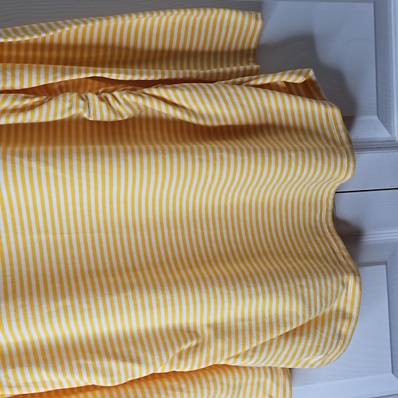 Michael Kors Yellow White Stripes Long Sleeve With Cut Out Shoulders Shirt Sz 1X - Picture 13 of 15